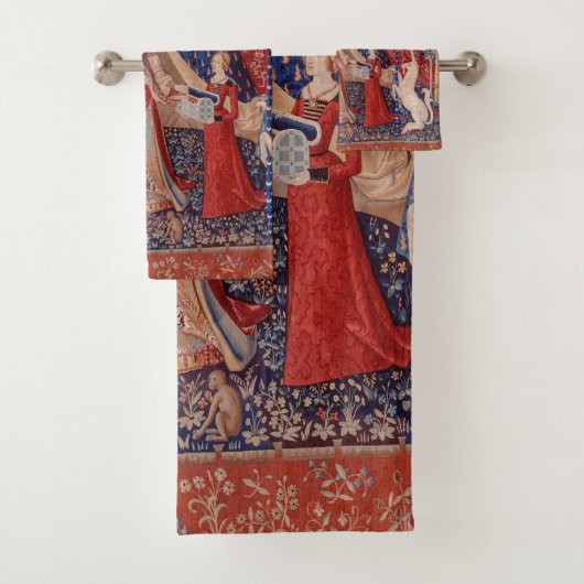 Lady en Unicorn Medieval Tapestry Desire Bad Handdoek (Insitu)