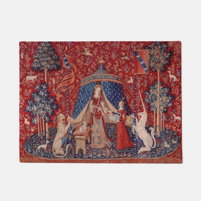 Lady en Unicorn Medieval Tapestry Desire Deurmat (Voorkant)