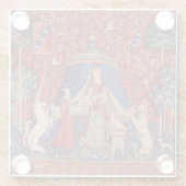 Lady en Unicorn Medieval Tapestry Desire Glazen Onderzetter (Achterkant)