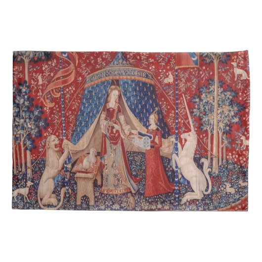 Lady en Unicorn Medieval Tapestry Desire Kussensloop (Achterkant)