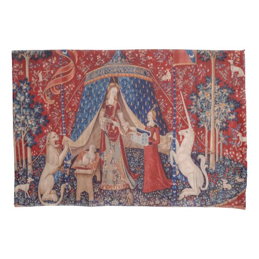 Lady en Unicorn Medieval Tapestry Desire Kussensloop (Voorkant)
