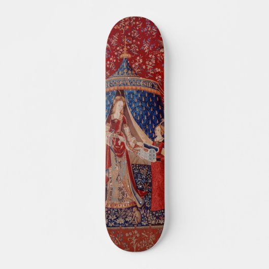 Lady en Unicorn Medieval Tapestry Desire Persoonlijk Skateboard (Voorkant)