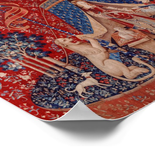 Lady en Unicorn Medieval Tapestry Desire Poster (Hoek)