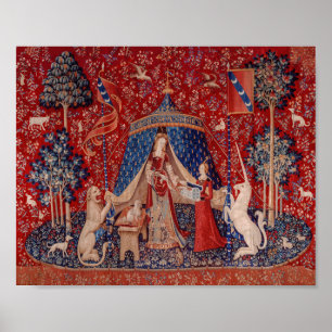 Lady en Unicorn Medieval Tapestry Desire Poster