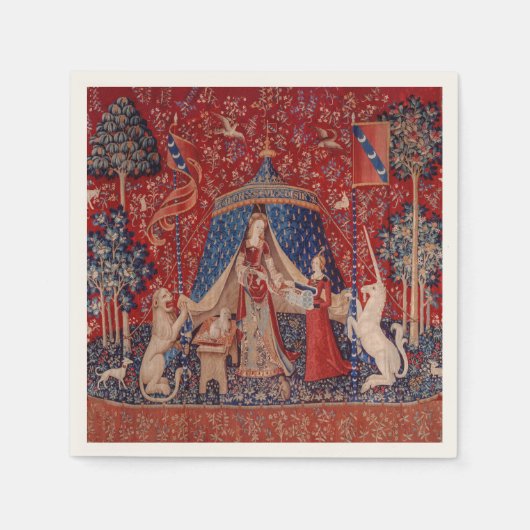 Lady en Unicorn Medieval Tapestry Desire Servet (Voorkant)