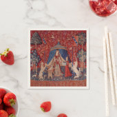 Lady en Unicorn Medieval Tapestry Desire Servet (Insitu)