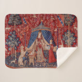 Lady en Unicorn Medieval Tapestry Desire Sherpa Deken (Voorkant (horizontaal))