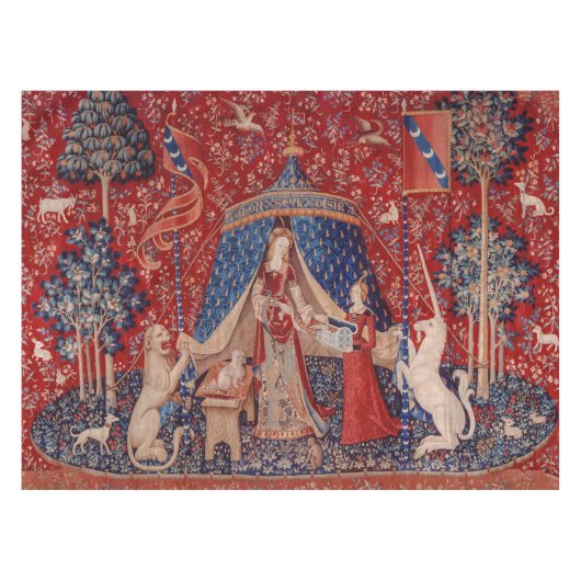 Lady en Unicorn Medieval Tapestry Desire Tafelkleed (Voorkant (Horizontaal))