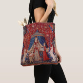 Lady en Unicorn Medieval Tapestry Desire Tote Bag (Dichtbij)