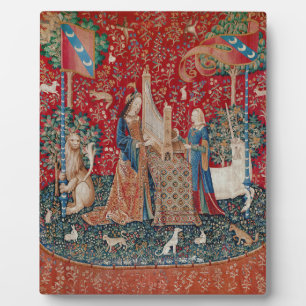 Lady en Unicorn Medieval Tapestry Hearing Fotoplaat