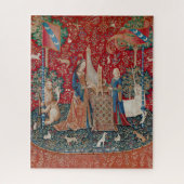 Lady en Unicorn Medieval Tapestry Hearing Legpuzzel (Verticaal)
