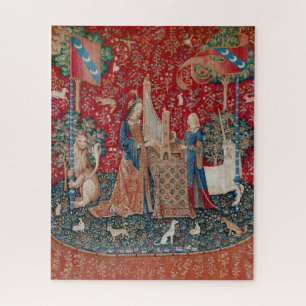 Lady en Unicorn Medieval Tapestry Hearing Legpuzzel