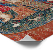 Lady en Unicorn Medieval Tapestry Hearing Poster (Hoek)