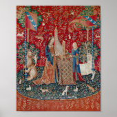 Lady en Unicorn Medieval Tapestry Hearing Poster (Voorkant)