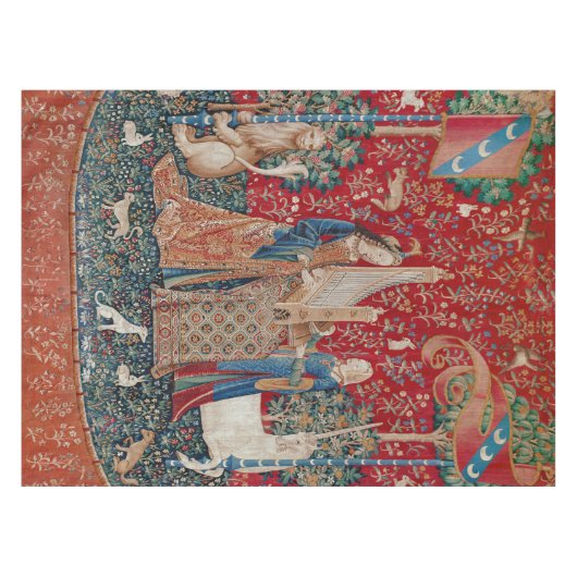 Lady en Unicorn Medieval Tapestry Hearing Tafelkleed (Voorkant (Horizontaal))