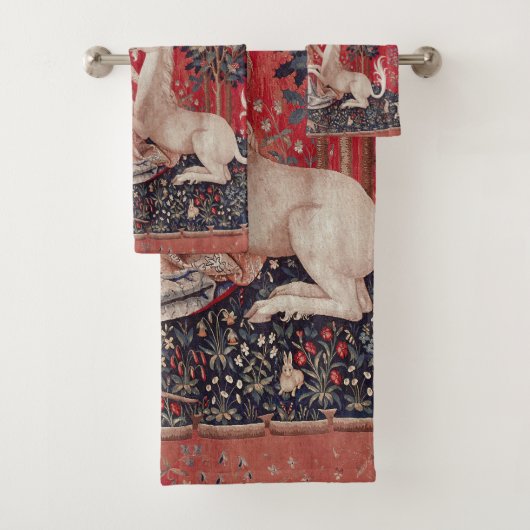 Lady en Unicorn Medieval Tapestry Sight Bad Handdoek (Insitu)