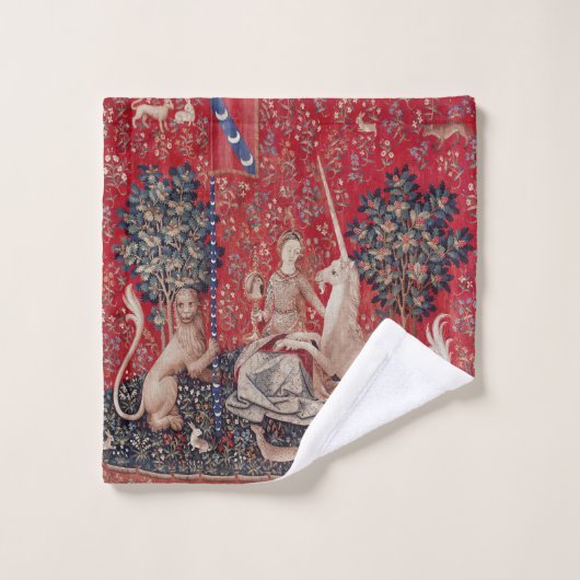 Lady en Unicorn Medieval Tapestry Sight Bad Handdoek (Wasdoekje)