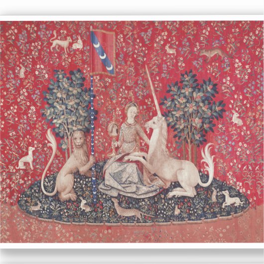 Lady en Unicorn Medieval Tapestry Sight Sticker (Voorkant)