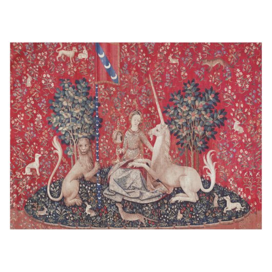 Lady en Unicorn Medieval Tapestry Sight Tafelkleed (Voorkant (Horizontaal))