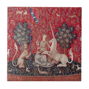 Lady en Unicorn Medieval Tapestry Sight Tegeltje