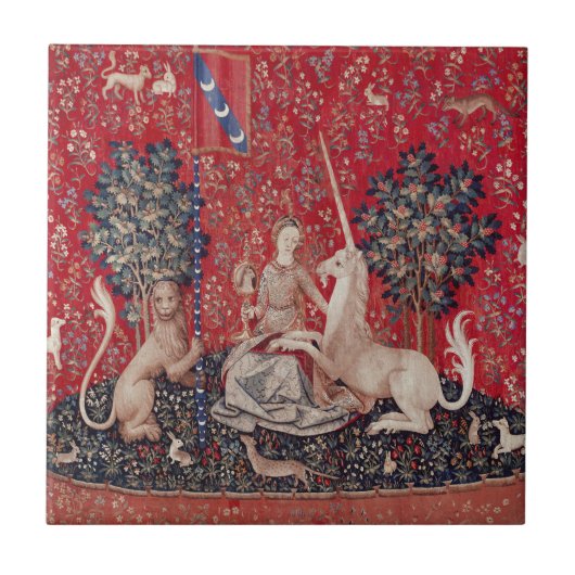 Lady en Unicorn Medieval Tapestry Sight Tegeltje (Voorkant)
