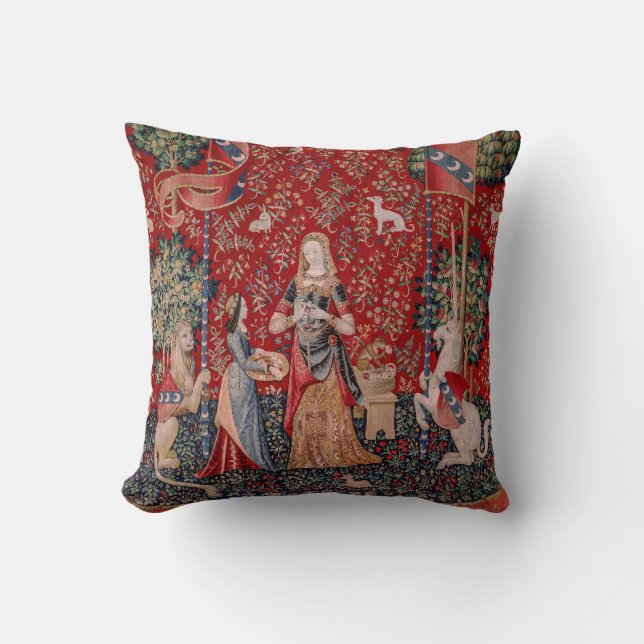 Lady en Unicorn Medieval Tapestry Smell Kussen (Voorkant)