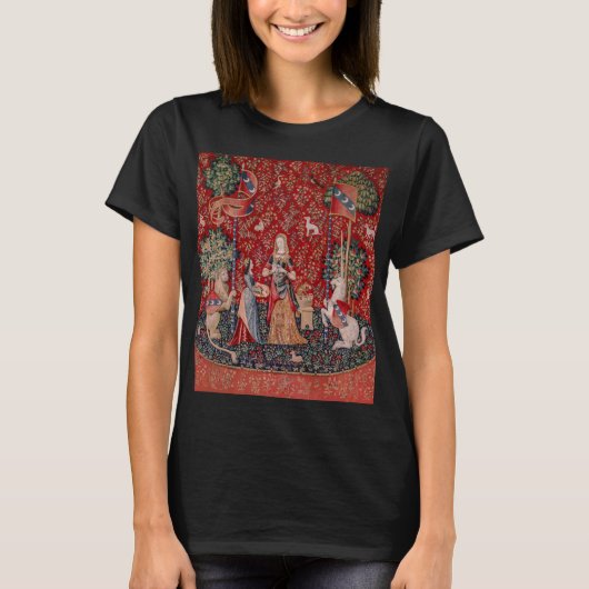 Lady en Unicorn Medieval Tapestry Smell T-Shirt (Voorkant)