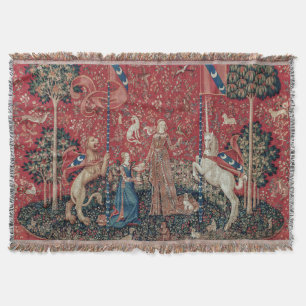 Lady en Unicorn Medieval Tapestry Taste Deken