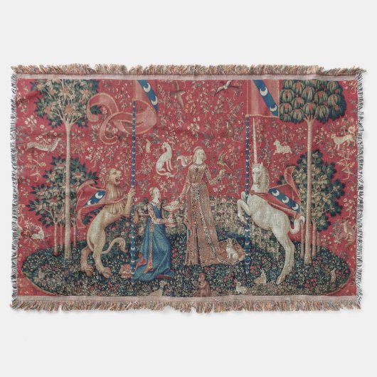Lady en Unicorn Medieval Tapestry Taste Deken (Voorkant)