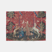 Lady en Unicorn Medieval Tapestry Taste Fleece Deken (Voorkant (Horizontaal))