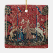 Lady en Unicorn Medieval Tapestry Taste Keramisch Ornament (Achterkant)