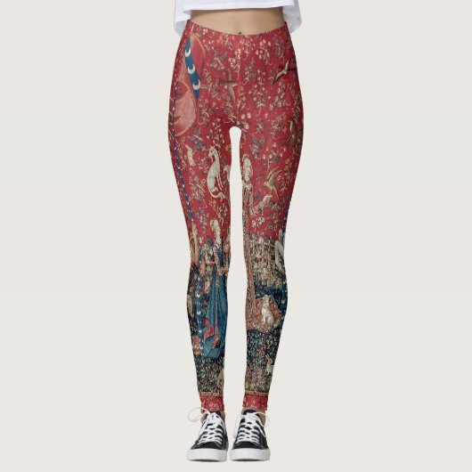 Lady en Unicorn Medieval Tapestry Taste Leggings (Voorkant)