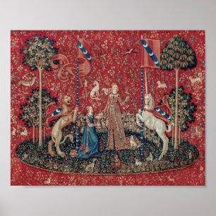 Lady en Unicorn Medieval Tapestry Taste Poster