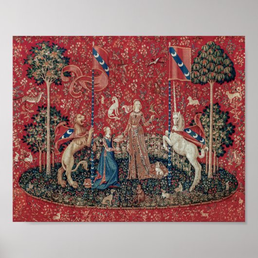 Lady en Unicorn Medieval Tapestry Taste Poster (Voorkant)