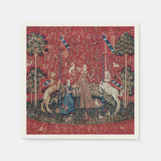 Lady en Unicorn Medieval Tapestry Taste Servet (Voorkant)