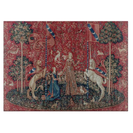 Lady en Unicorn Medieval Tapestry Taste Snijplank (Voorkant)
