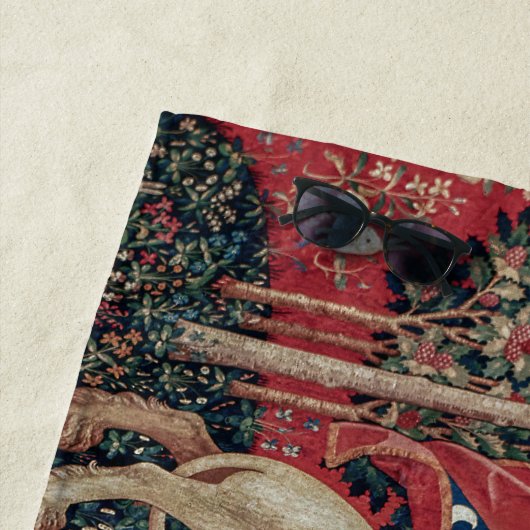 Lady en Unicorn Medieval Tapestry Taste Strandlaken (In situ)