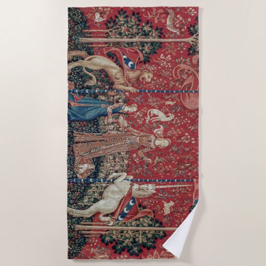 Lady en Unicorn Medieval Tapestry Taste Strandlaken (Voorkant)