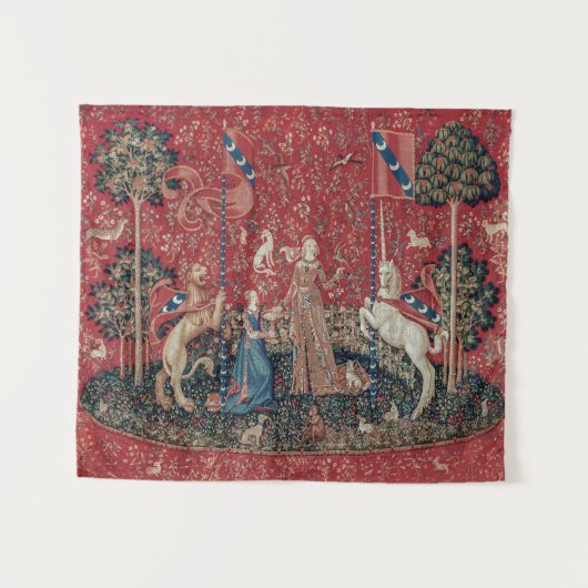 Lady en Unicorn Medieval Tapestry Taste Wandkleed (Voorkant (horizontaal))