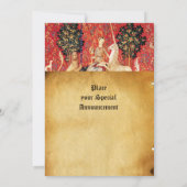 LADY EN UNICORN MONOGRAM RED WAX SEAL PARCHCHMENT KAART (Achterkant)