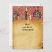 LADY EN UNICORN MONOGRAM RED WAX SEAL PARCHCHMENT KAART (Achterkant)