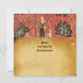 LADY EN UNICORN MONOGRAM RED WAX SEAL PARCHCHMENT KAART (Achterkant)