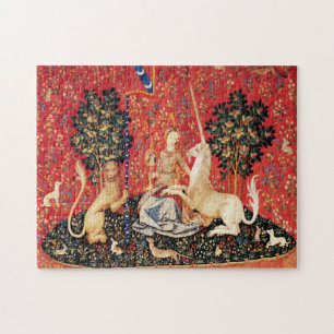 LADY EN UNICORN Sight, Leeuw, Bloemen, dieren Legpuzzel