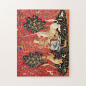 LADY EN UNICORN Sight, Leeuw, Bloemen, dieren Legpuzzel (Verticaal)