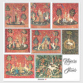 LADY EN UNICORN STORIES, Animals, Red Green Floral Sticker (Vel)