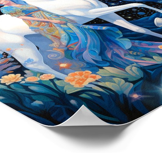 Lady en White Horse Fantasy Kunst Poster (Hoek)