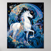 Lady en White Horse Fantasy Kunst Poster (Voorkant)