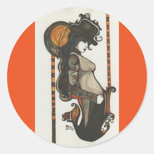 Lady Enigma Godin Steampunk Stijl Ronde Stickers (Voorkant)