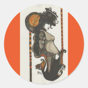 Lady Enigma Godin Steampunk Stijl Ronde Stickers