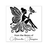 Lady Fairy Holding Butterfly Library Boeknaam Zelfinktende Stempel (Design)